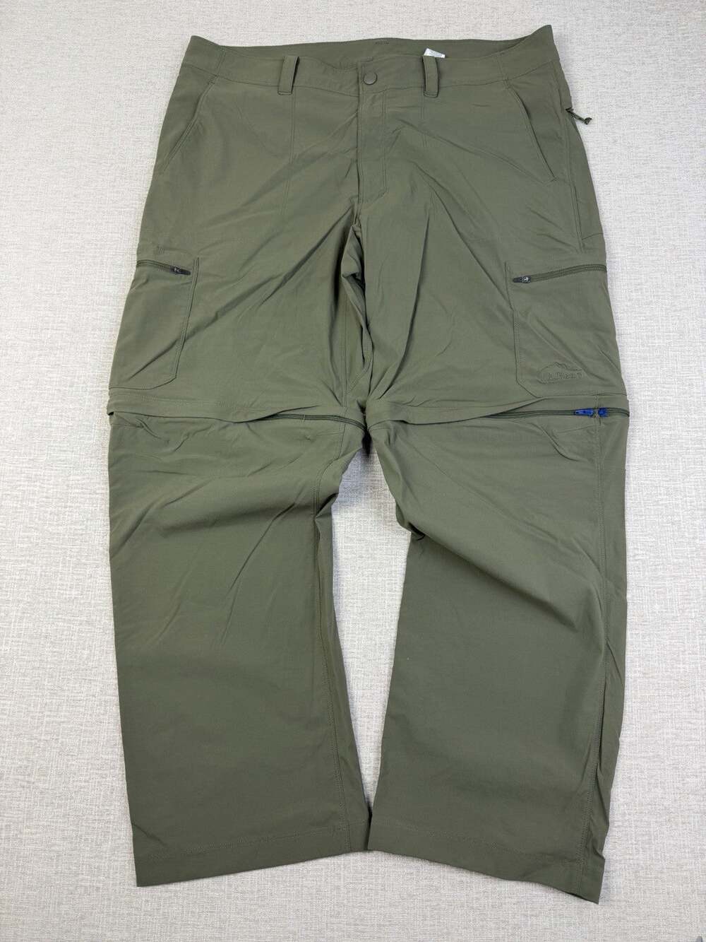 LL Bean Convertible Hiking Pants Men’s 38x30 Green Stretch Cargo Zip Off